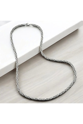 İpek Silver 925 Ayar Gümüş Kare Kral Zincir 3 Mm