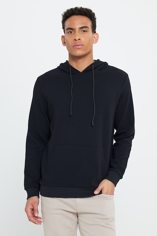 Ac&Co / Altınyıldız Classics Erkek Sıyah Standart Fit Normal Kesim Kapüşonlu Ottoman Desenli Cepli Sweatshirt Sıyah Siyah