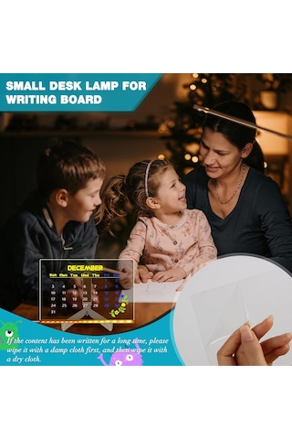 Abatech Renkli Led Not Tahtası, Mesaj Panosu, Akrilik Aydınlatmalı, Silinebilir Beyaz Tahta, Gece Lambalı Şeffaf, 7 Neon Kalem 30 X 20