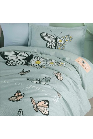 Clasy Ranforce Nevresim Takımı Tek Kişilik Daisy Love V1 Mint