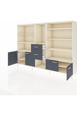 Hyperion Dolap 10 Raflı 2 Çekmeceli 4 Kapaklı 220x44x163 Aytaşı-a Aytaşı-antrasit