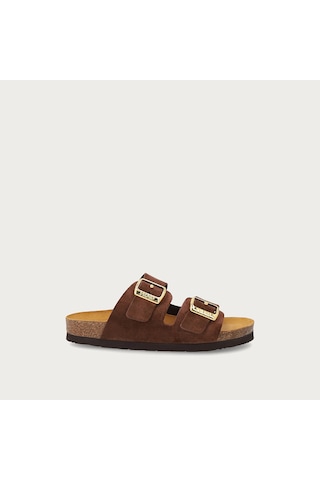Cocoa Terlik Kadın 17b8 Frau Suede Double-strap Sliders Kahverengi