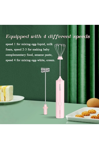 Hombey Halka El Tipi Elektrikli Mikser - 4 Hızlı, Kablosuz, Usb Şarjlı - Beyaz, Krema, Yumurta Karıştırıcı - Minik, Taşınabilir, Hamur Ve Kremalar İçin Yeşil
