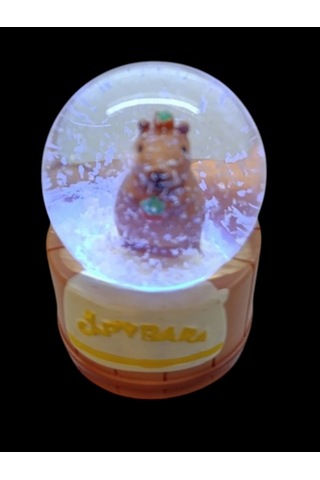 Capybara Figürlü 7cmx5cm Ebat Pilli Işıklı Dekoratif Kar Küre 7cm X 5cm