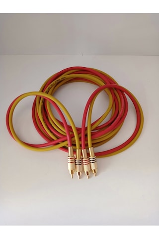 El Yapımı Rca Kablosu %100 Bakır Amfi Ses Aktarım Kablosu Sarı K - 5 Metre