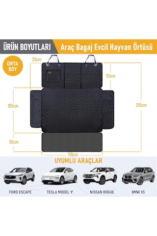 Haegs Araç Bagaj Örtüsü, Evcil Hayvan Köpek Bagaj Koruma Kılıfı - Suv, Sedan, Pickup Panelvan Bagaj Havuzu, Araba İçin Su Geçirmez Bagaj Koruyucu Kılıf Örtü Mat- Medium - Siyah Siyah