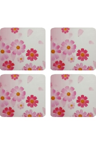 Ahşap Bardak Altlığı 4 Adet Çiçek Desen 49x9cm Çok Renkli