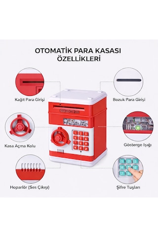 Elektronik Şifreli Para Kasası Otomatik Para Çeken, Sesli & Işıklı Çocuk Kumbarası