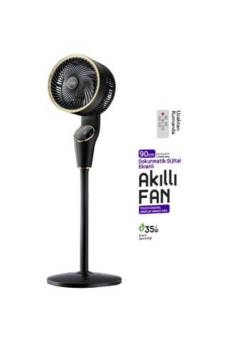 Zarif Tasarım 90cm Ayarlanabilir 3 Boy Dokunmatik Dijital Ekranlı Uzaktan Kumandalı Akıllı Fan