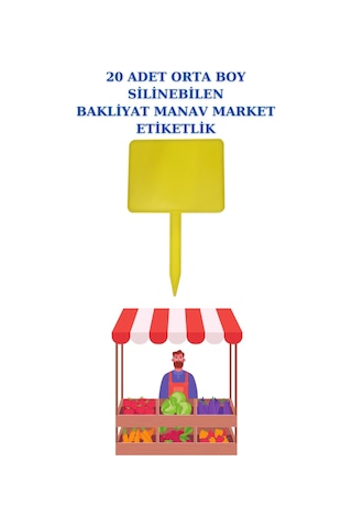20'li Yaz Sil Sapla Manav Etiketliği Kuruyemiş Pazarcı Etiketi 0 Sarı