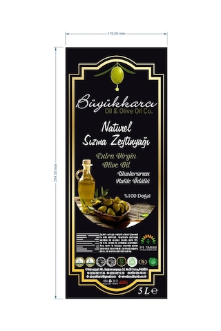 Büyükkarcı Naturel Sızma Zeytinyağı Teneke 5 L