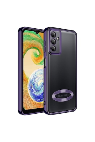 Samsung Uyumlu Galaxy A14 Kılıf Kamera Korumalı Logo Gösteren Zore Omega Kapak Derin Mor