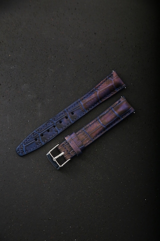 Hakiki Deri 18mm Akıllı Pimli Saat Kordonu Koyu Lacivert