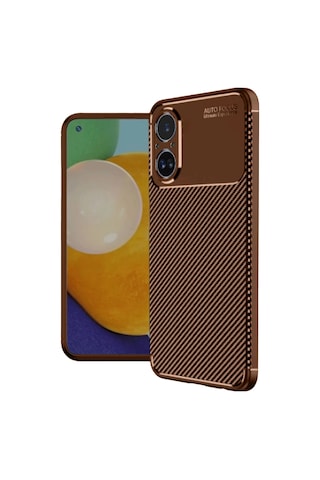 Realme 12 Lite Kılıf Auto Focus Karbon Kapak - Kahverengi