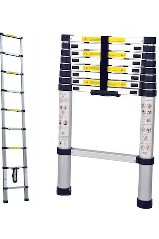 Teleskopik Merdiven 2,9 Mt Aluminyum 10 Basamaklı