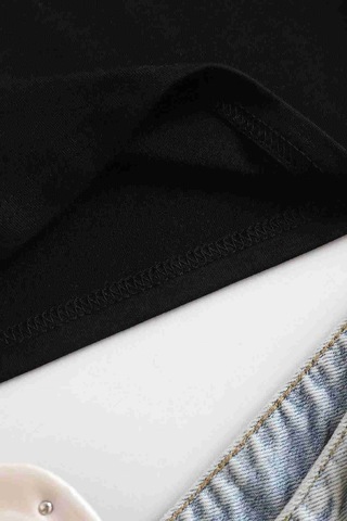 Merry See Pamuklu Yumuşak Dokulu Kısa Kol Bisiklet Yaka Bluz Crop Siyah 001