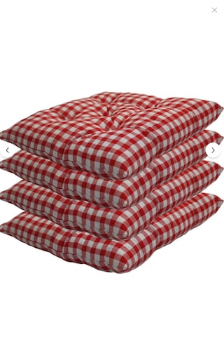 Rual 4 Lü Sandalye Minderi Bağcıklı, Çökme Yapmaz Sünger Dolgulu, Yıkanabilir 40x40 Cm Kırmızı - Beyaz Rual 4 Lü Sandalye Minderi Bağcıklı, Çökme Yapmaz Sünger Dolgulu, Yıkanabilir 40x40 Cm Kırmızı - Beyaz