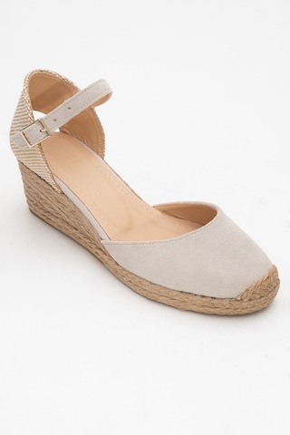 Luvishoes Luvi Shoes Aldea Bej Süet Hakiki Deri Kadın Dolgu Topuk Sandalet Süet Bej