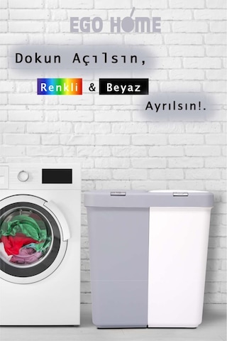 Motek Kirli Sepeti Ve Çöp Kovası Temizilik Çamaşır Dokunmatik Kirli Sepeti Beyaz