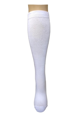 Desıgn Pamuklu Çocuk Dizaltı Okul Çorabı Beyaz