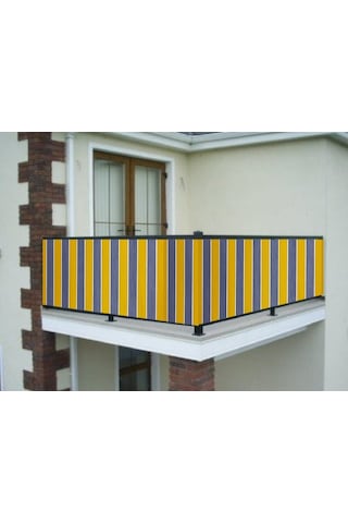Ceylan Home Balkon Demir Perdesi Kuş Gözü Sarı Gri Çizgili Ölçü Seçenekli Gri