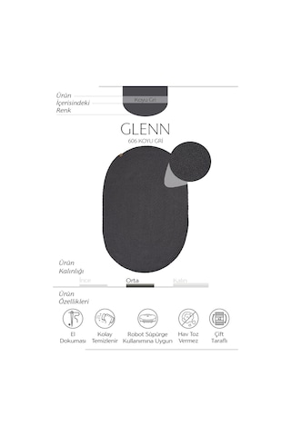 Cool Halı Glenn 606 Antrasit Banyo Halısı Antre Halısı Hasır Dokulu Oval Banyo Paspas Mutfak Halısı