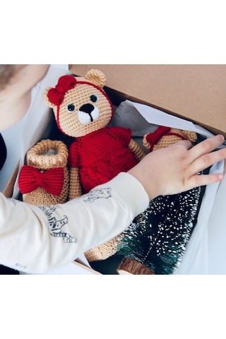 Yılbaşı Seti Bebek Dişlik Patik Seti Amigurumi Organik Ve Pamuklu