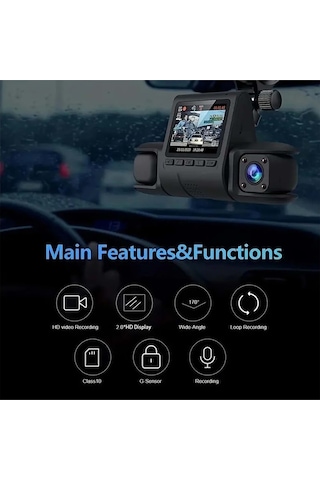 360 Kapsama Sunan Glrtech Araç Kamerası 3 Lensli, Full Hd, Park Monitörü, Gece Görüş, Hareket Sensörü
