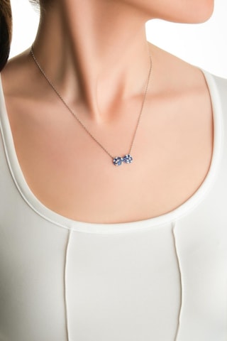 So Chic Sonsuz Mavi 18 Ayar Beyaz Altın Kaplama 45 Cm Gümüş Kolye Beyaz