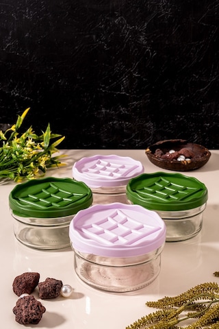 Çarşıdayız 4'lü Cam Mika Kapaklı Kavanoz Seti - Şık Ve Pratik Tasarım Mutfakta Düzen Ve Estetik Şeffaf