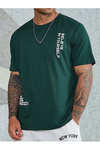 Altamira Erkek Believe Baskılı Oversize T-shirt 001