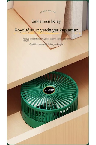 Eternal Luck Sessiz Teleskopik Katlanır Küçük Fan Beyaz