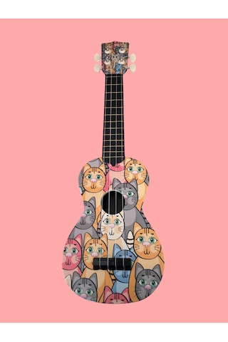 Hawiian Soprano Kedi Desenli Komposit Ukulele