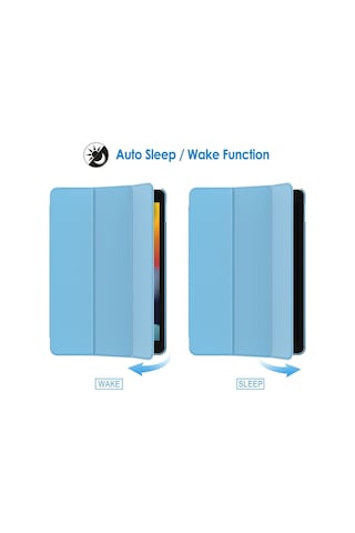 Apple Uyumlu iPad 5. 6. Nesil 2017 2018 9.7" Inc Kılıf Smart Cover Katlanabilir Standlı Akıllı Kapak Açık Mavi