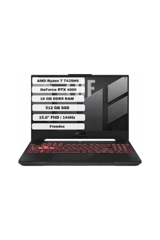 Asus TUF Gaming A15 FA507NUR-LP167 R7-7435HS 16 GB 512 GB SSD RTX4050 15.6" Free Dos Dizüstü Bilgisayar (Outlet)