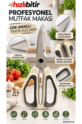 Bymyhand Paslanmaz Çelik Çok Amaçlı Mutfak Makası