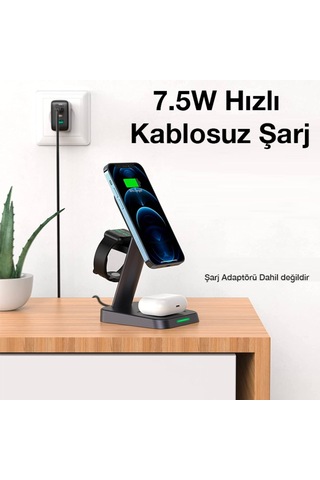 Ally W68 15W 3In1 Manyetik Ve Katlanabilir Portatif Masaüstü Kab-Siyah