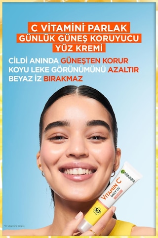 Garnier C Vitamini Parlak Günlük Güneş Koruyucu Fluid Yüz Kremi Görünmez Spf50, 40 Ml Sku: Smg8690010396761 Açık Bej