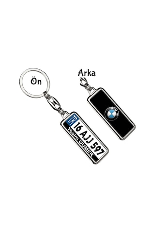 Kişiye Özel Bmw Logo Tema Plaka Anahtarlık Gümüş