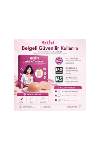 Yeni İnci Maxcover Geniş Alan Silikon Yapışkanlı Göğüs Ucu Kapatıcı Ten