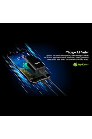 Fastbuy Siyah 2a Lightning Şarj Seti, Euro Şarj Aleti + 1m Kablo, Ani Akım, Kısa Devre & Sıcaklık Koruma