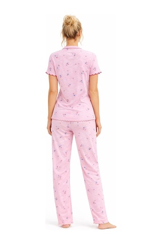 Kadın 01604 Kısa Kol Kaşkorse Pijama Takımı Pembe
