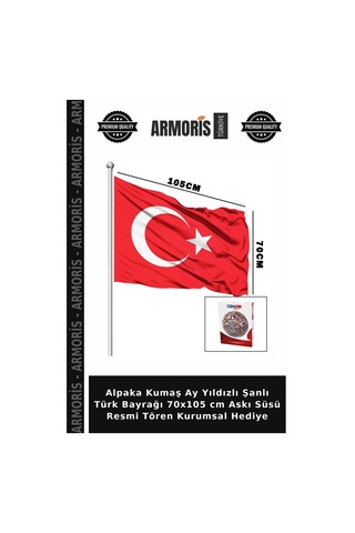Alpaka Kumaş Ay Yıldızlı Şanlı Türk Bayrağı 70x105 Cm Askı Süsü Resmi Tören Kurumsal Hediye Diğer