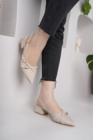 Luis A Costa 3 Tokalı Bej 4 Cm Topuklu Ayakkabı Siyah