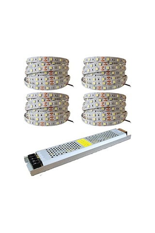 20 Metre Şerit Led Beyaz Renk + 12v 25 Amper 300 Watt Led Trafo - 3 Dirençli Double Pcb - Oturma Odası, Yatak Odası