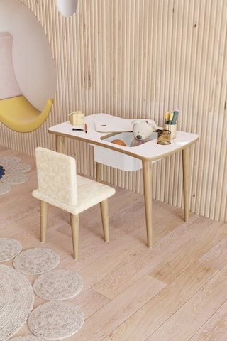 Fahrettin Küçük Montessori Çocuk Masası Oyun Masası Aktivite Masası Çalışma Masası -1 Adet Beyaz Welsoft Sandalyeli Beyaz