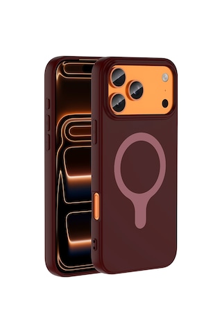 Apple iPhone Uyumlu 17 Pro Max Kılıf M-safe Şarj Özellikli Zore Aris Silikon Kapak - Mürdüm
