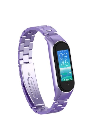 Xiaomi Mi Band 6 Uyumlu Krd-04 Metal Mkst Kordon-lila