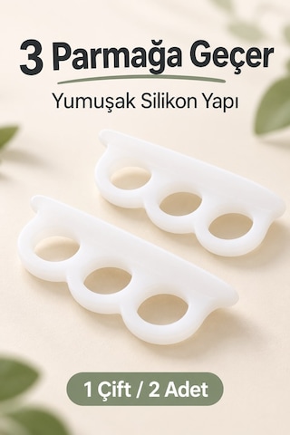 Silikon Çekiç Ayak Parmak Koruyucu 3 Parmağa Geçen Yüzük 1 Çift