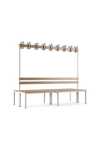 Ayakkabılıksız 6 Ayaklı Çift Taraflı Bank, Kanca Şeritli Bank, 18 Kanca, 200x85x170 Cm, Spor Bankı